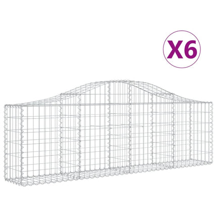 Gabioner bågformade 6 st 200x30x60/80 cm galvaniserat järn
