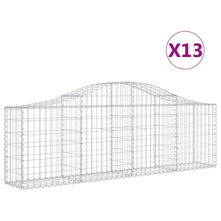 Gabioner bågformade 13 st 200x30x60/80 cm galvaniserat järn