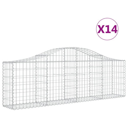 Gabioner bågformade 14 st 200x30x60/80 cm galvaniserat järn