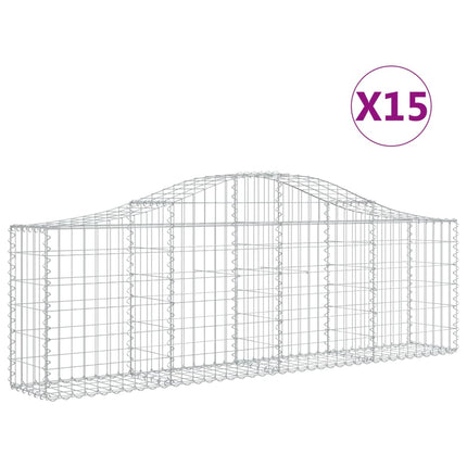 Gabioner bågformade 15 st 200x30x60/80 cm galvaniserat järn