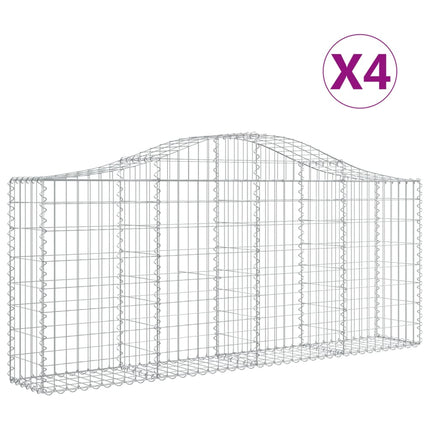 Gabioner bågformade 4 st 200x30x80/100 cm galvaniserat järn