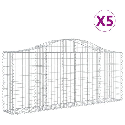 Gabioner bågformade 5 st 200x30x80/100 cm galvaniserat järn