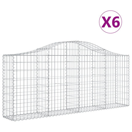 Gabioner bågformade 6 st 200x30x80/100 cm galvaniserat järn