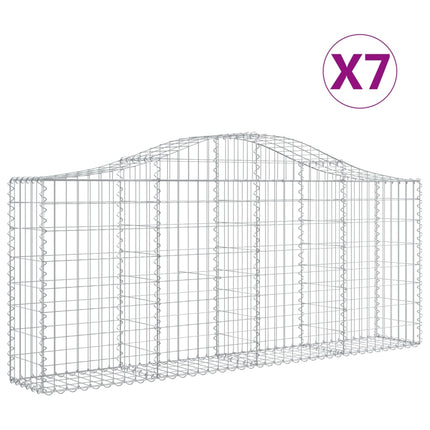 Gabioner bågformade 7 st 200x30x80/100 cm galvaniserat järn