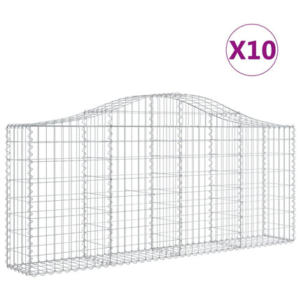 Gabioner bågformade 10 st 200x30x80/100 cm galvaniserat järn