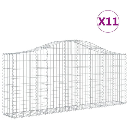 Gabioner bågformade 11 st 200x30x80/100 cm galvaniserat järn