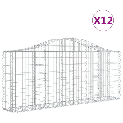 Gabioner bågformade 12 st 200x30x80/100 cm galvaniserat järn