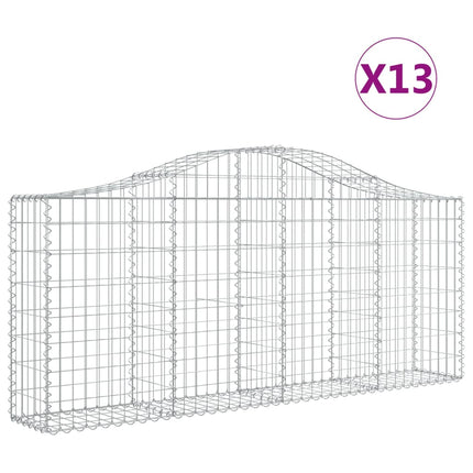 Gabioner bågformade 13 st 200x30x80/100 cm galvaniserat järn