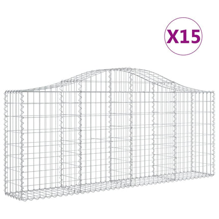 Gabioner bågformade 15 st 200x30x80/100 cm galvaniserat järn