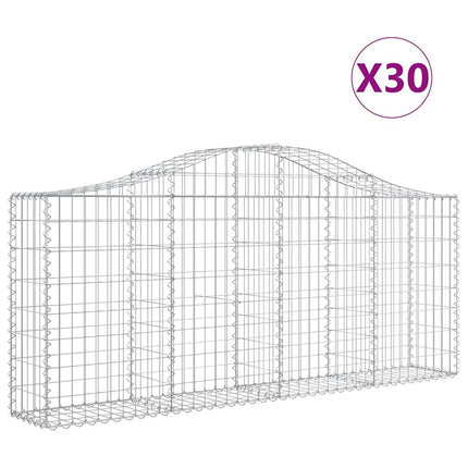 Gabioner bågformade 30 st 200x30x80/100 cm galvaniserat järn