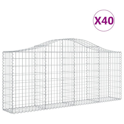 Gabioner bågformade 40 st 200x30x80/100 cm galvaniserat järn