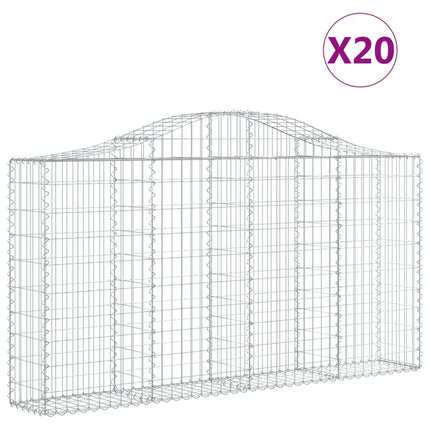 Gabioner bågformade 20 st 200x30x100/120 cm galvaniserat järn