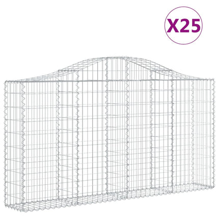 Gabioner bågformade 25 st 200x30x100/120 cm galvaniserat järn