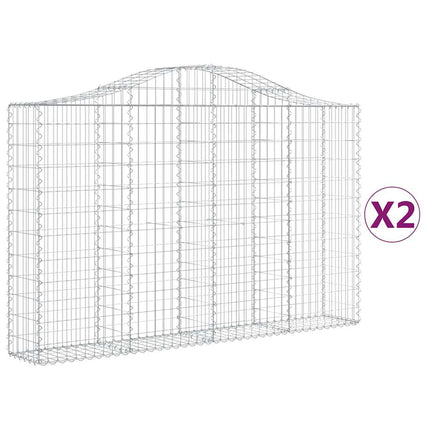 Gabioner bågformade 2 st 200x30x120/140 cm galvaniserat järn
