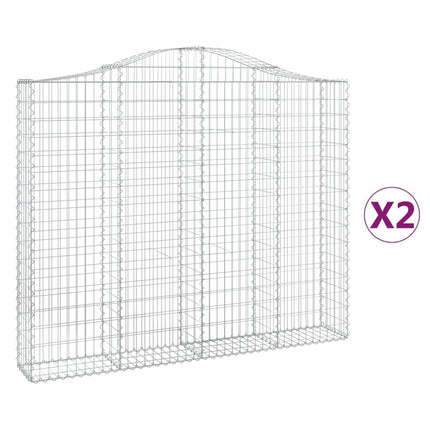 Gabion bågformad 2 st 200x30x160/180 cm galvaniserat järn