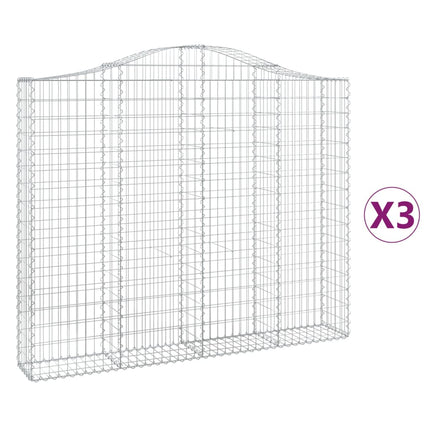 Gabion bågformad 3 st 200x30x160/180 cm galvaniserat järn