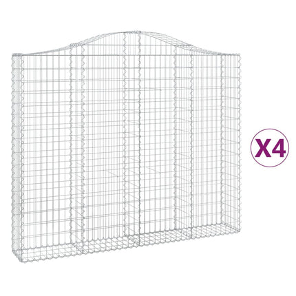 Gabion bågformad 4 st 200x30x160/180 cm galvaniserat järn