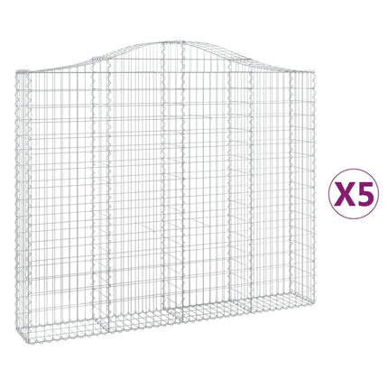 Gabion bågformad 5 st 200x30x160/180 cm galvaniserat järn
