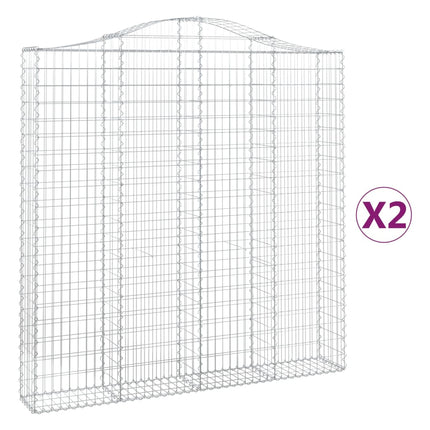 Gabioner bågformade 2 st 200x30x200/220 cm galvaniserat järn