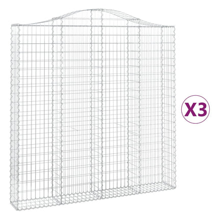 Gabioner bågformade 3 st 200x30x200/220 cm galvaniserat järn