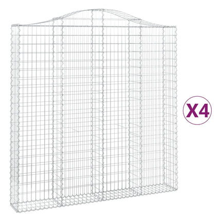 Gabioner bågformade 4 st 200x30x200/220 cm galvaniserat järn