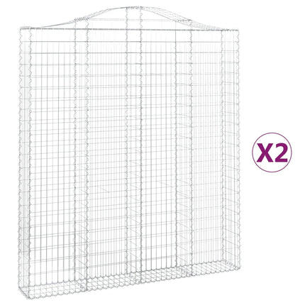 Gabioner bågformade 2 st 200x30x220/240 cm galvaniserat järn