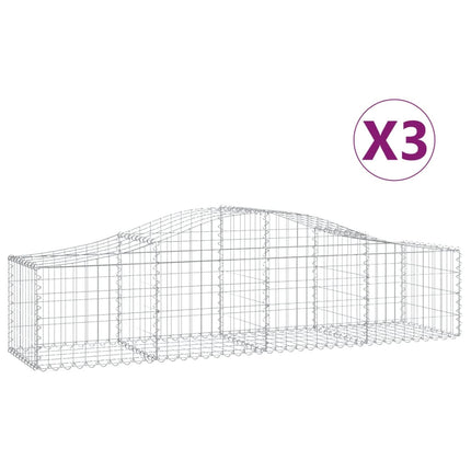 Gabioner bågformade 3 st 200x50x40/60 cm galvaniserat järn