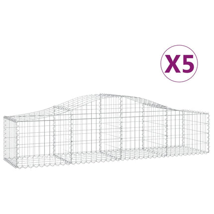 Gabioner bågformade 5 st 200x50x40/60 cm galvaniserat järn