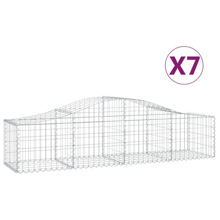 Gabioner bågformade 7 st 200x50x40/60 cm galvaniserat järn