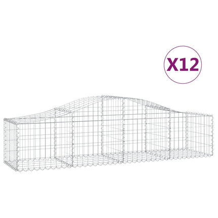 Gabioner bågformade 12 st 200x50x40/60 cm galvaniserat järn