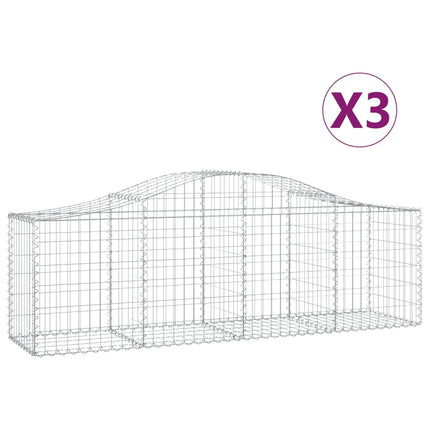 Gabioner bågformade 3 st 200x50x60/80 cm galvaniserat järn