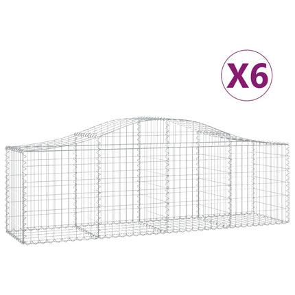 Gabioner bågformade 6 st 200x50x60/80 cm galvaniserat järn
