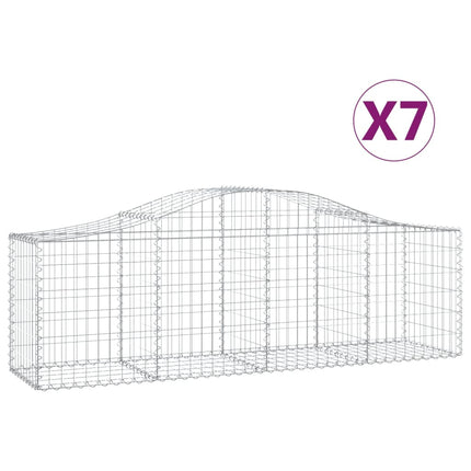 Gabioner bågformade 7 st 200x50x60/80 cm galvaniserat järn