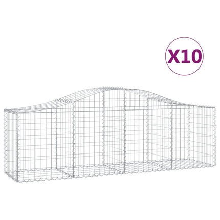 Gabioner bågformade 10 st 200x50x60/80 cm galvaniserat järn