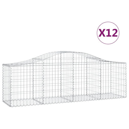 Gabioner bågformade 12 st 200x50x60/80 cm galvaniserat järn