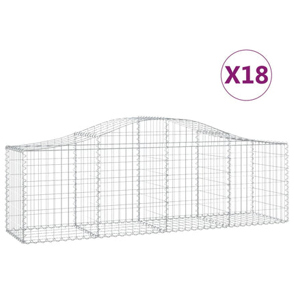 Gabioner bågformade 18 st 200x50x60/80 cm galvaniserat järn
