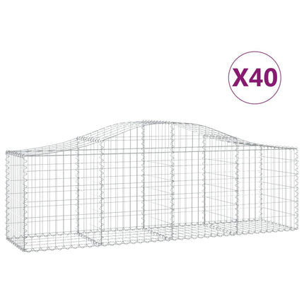 Gabioner bågformade 40 st 200x50x60/80 cm galvaniserat järn