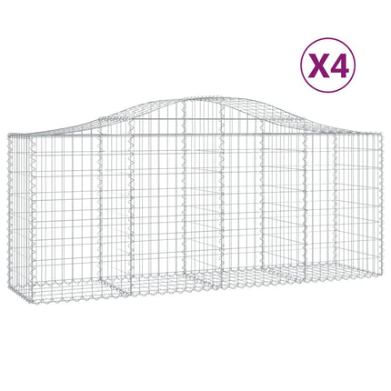 Gabioner bågformade 4 st 200x50x80/100 cm galvaniserat järn