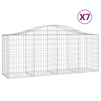 Gabioner bågformade 7 st 200x50x80/100 cm galvaniserat järn