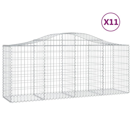 Gabioner bågformade 11 st 200x50x80/100 cm galvaniserat järn