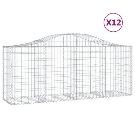 Gabioner bågformade 12 st 200x50x80/100 cm galvaniserat järn