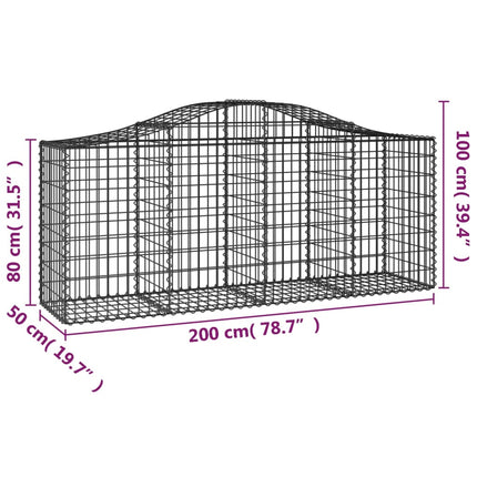 Gabioner bågformade 12 st 200x50x80/100 cm galvaniserat järn