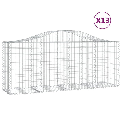 Gabioner bågformade 13 st 200x50x80/100 cm galvaniserat järn