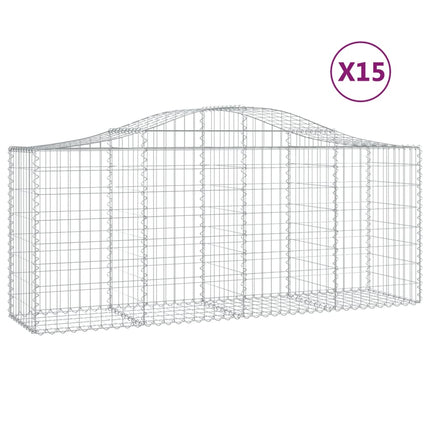 Gabioner bågformade 15 st 200x50x80/100 cm galvaniserat järn