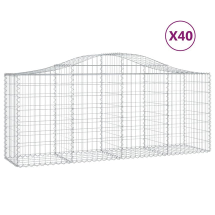 Gabioner bågformade 40 st 200x50x80/100 cm galvaniserat järn