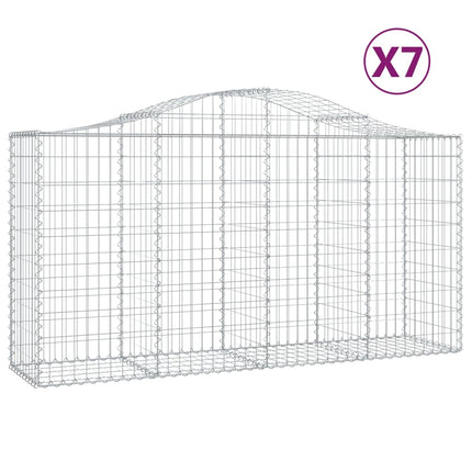 Gabioner bågformade 7 st 200x50x100/120 cm galvaniserat järn