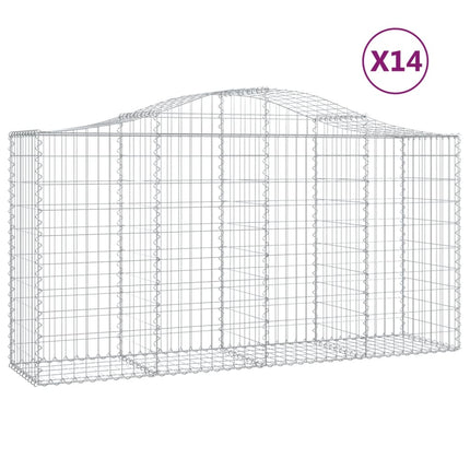 Gabioner bågformade 14 st 200x50x100/120 cm galvaniserat järn