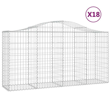 Gabioner bågformade 18 st 200x50x100/120 cm galvaniserat järn