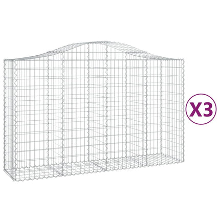 Gabioner bågformade 3 st 200x50x120/140 cm galvaniserat järn