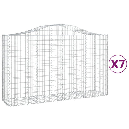 Gabioner bågformade 7 st 200x50x120/140 cm galvaniserat järn